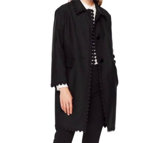 KATE SPADE New York Floral Daisy Chain Lace Trim Bracelet Length Sleeve Coat